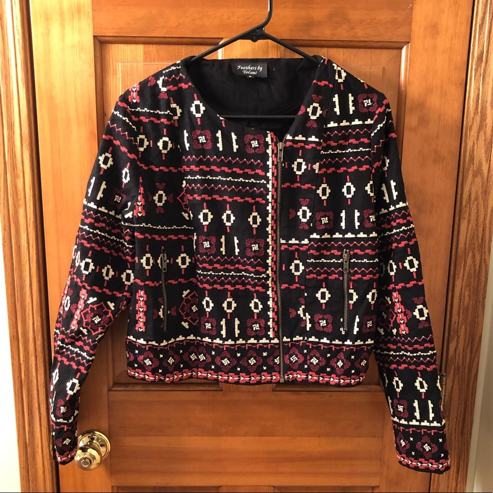 NWT Embroidered moto jacket